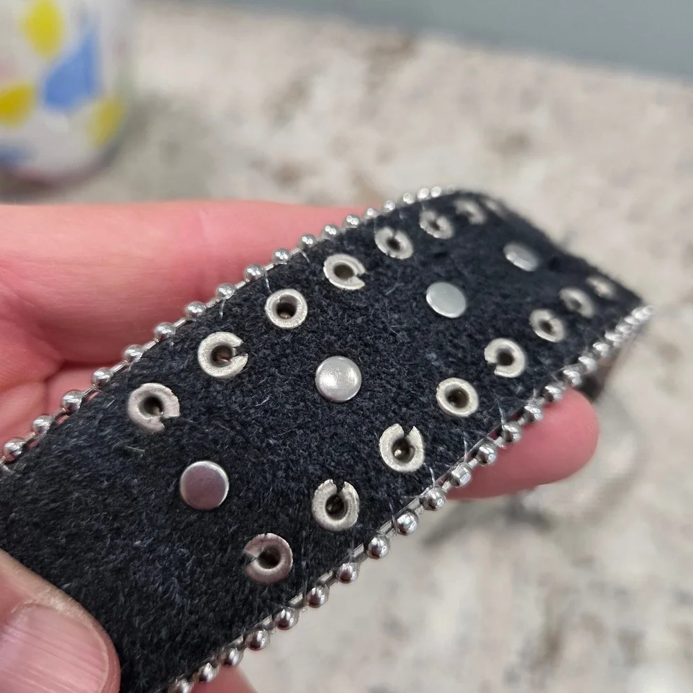 Vintage Blazin Roxx Women Blk Croc Rhinestone Western Belt Silver Studded XL Y2K